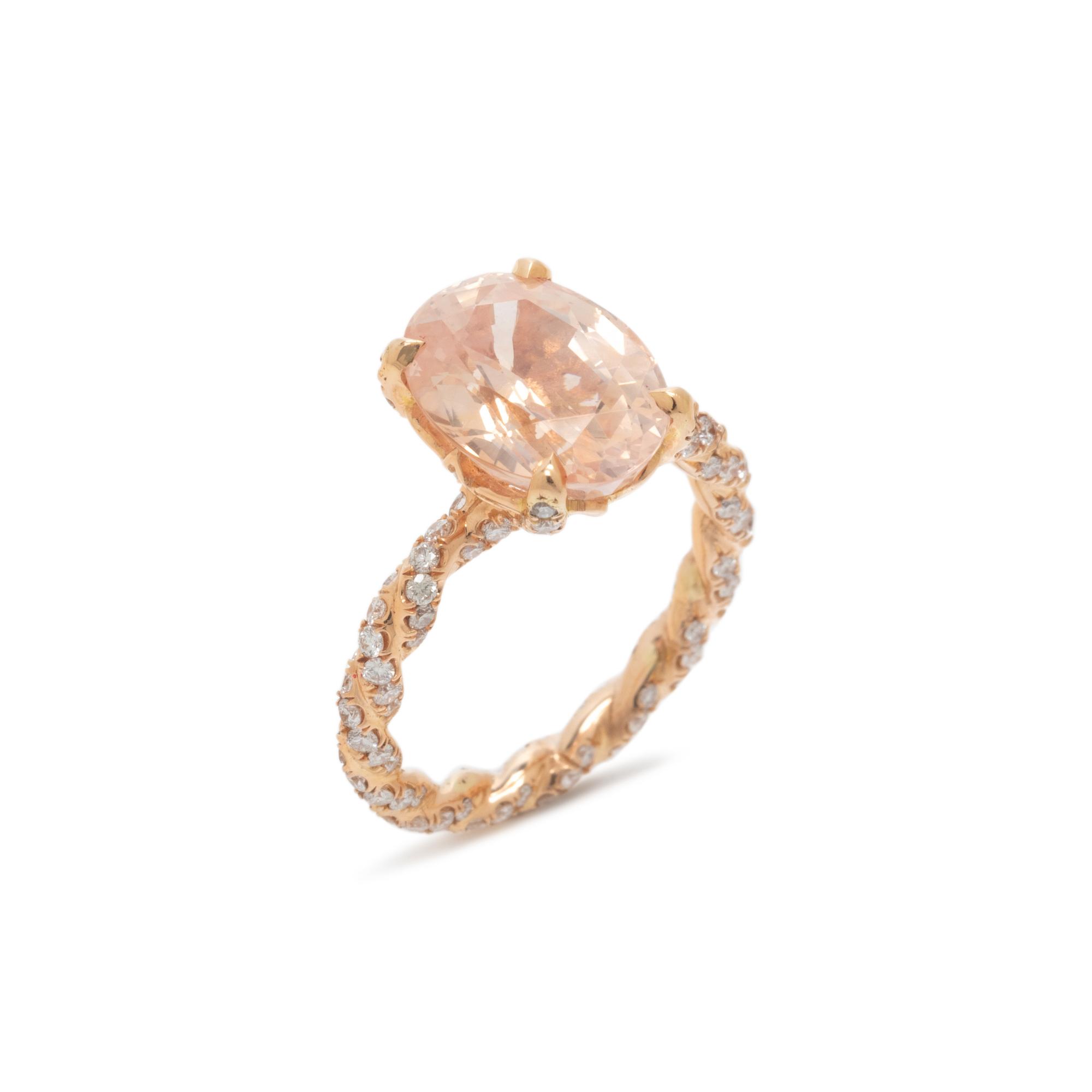 ORANGE SAPPHIRE AND DIAMOND RING