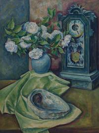 Marianne Grunwald Scoggin, (American, 1913-2002), Still Life with Clock