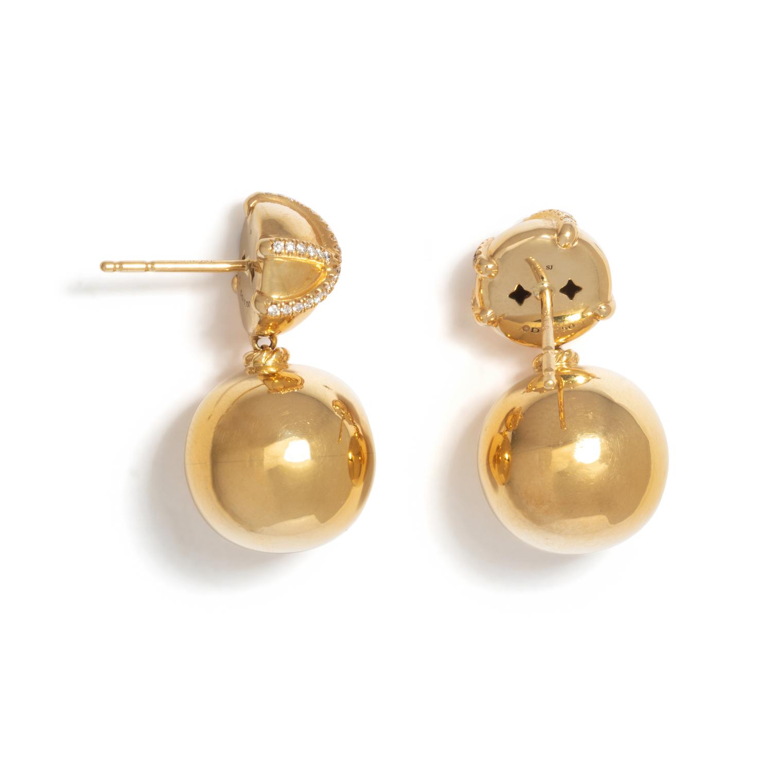 DAVID YURMAN, YELLOW GOLD AND DIAMOND 'SOLARI' EARRINGS