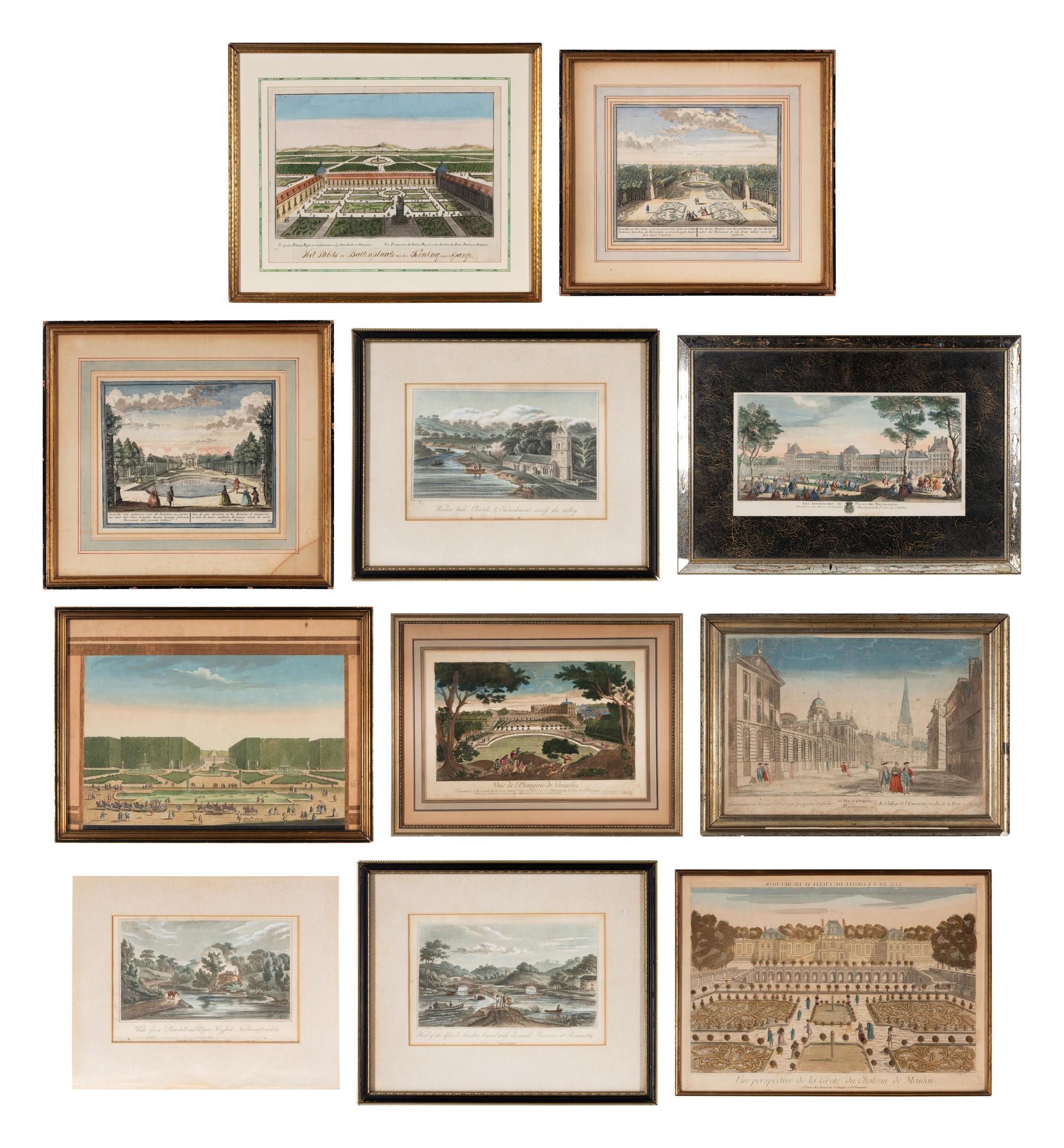 A Group of Eight Hand Colored Topographical Engravings