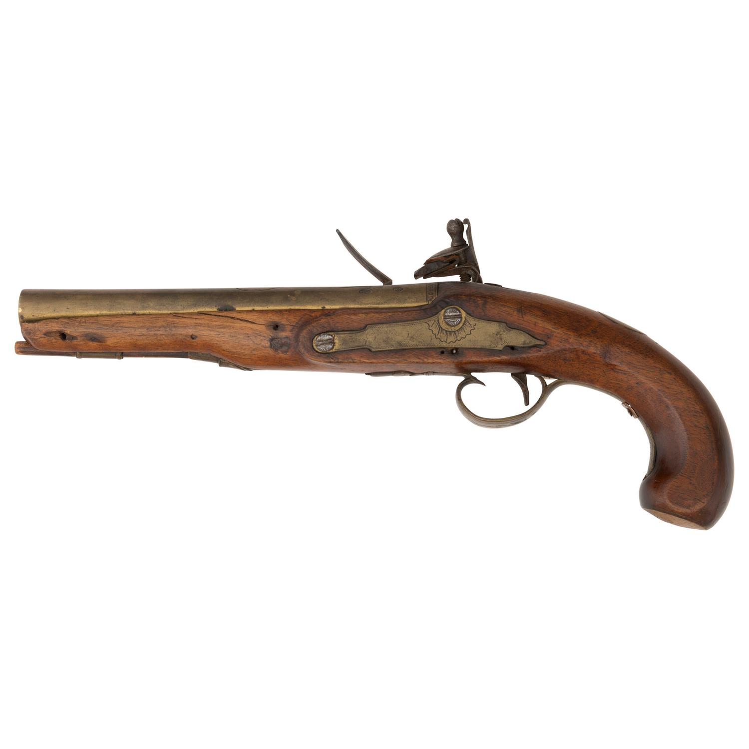 English Brass Barreled Flintlock Pistol by Richards
