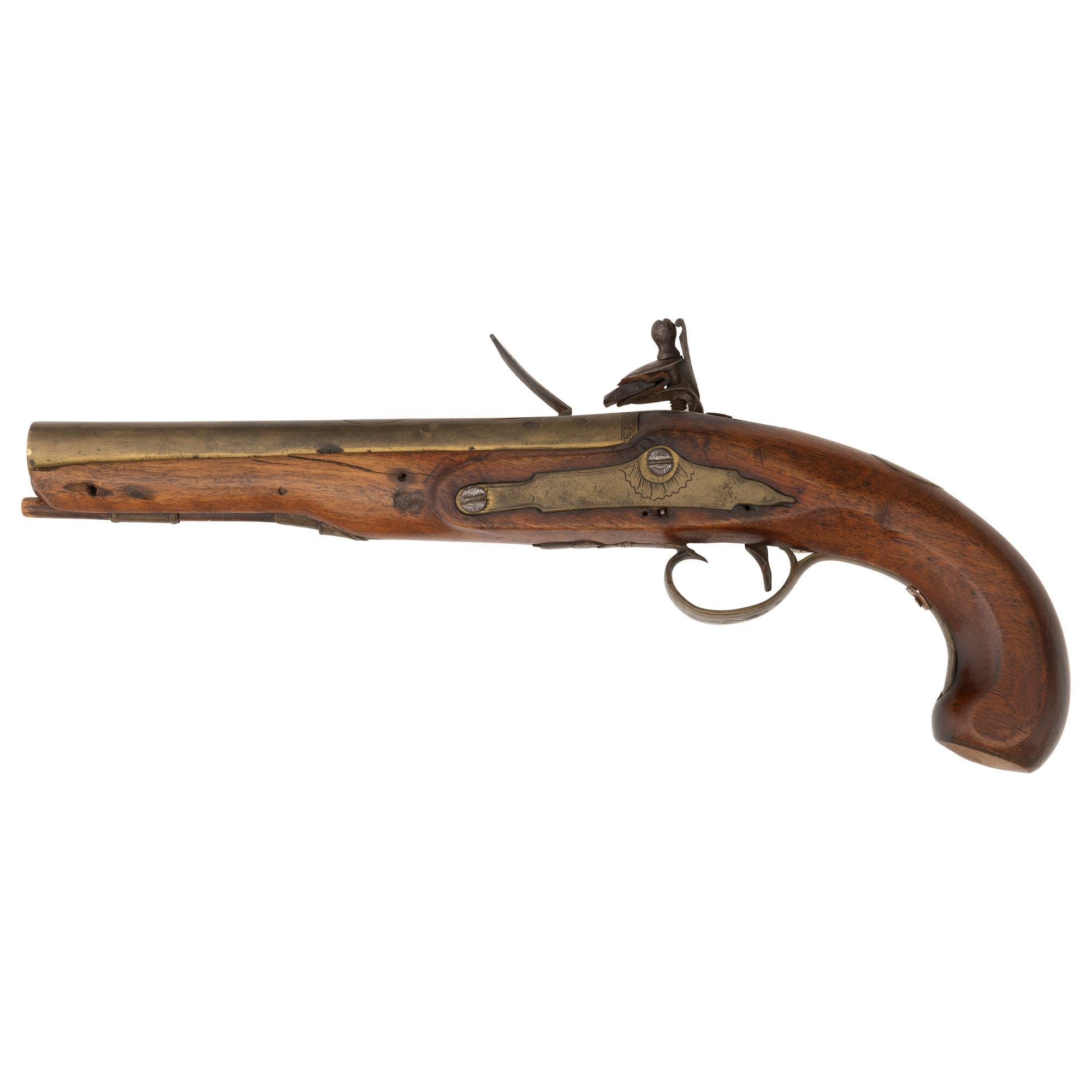 English Brass Barreled Flintlock Pistol by Richards