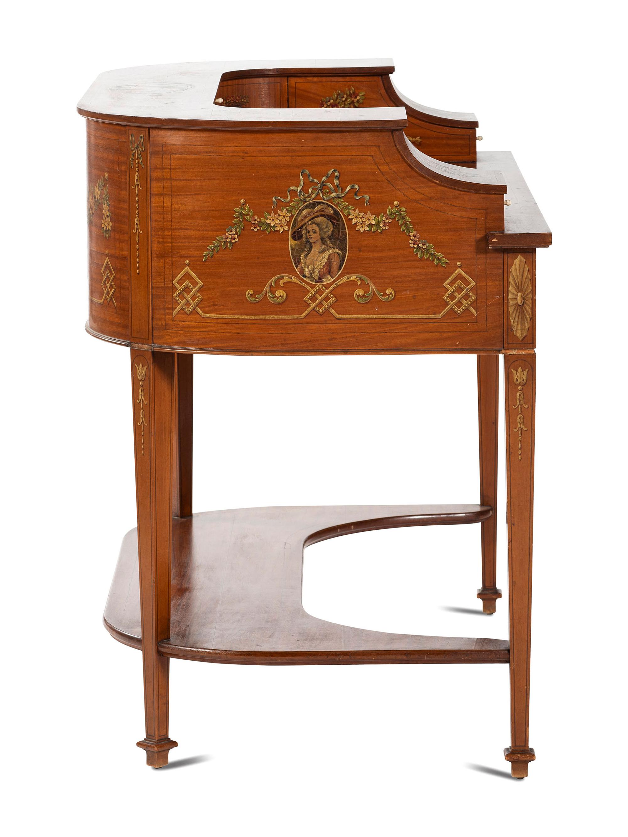 An Edwardian Style Painted Satinwood Carlton House Desk