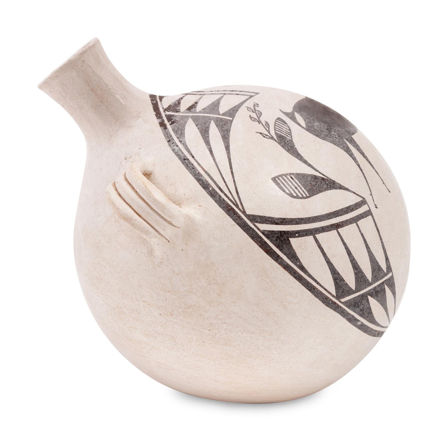 Pottery Canteen, with Heartline Deer