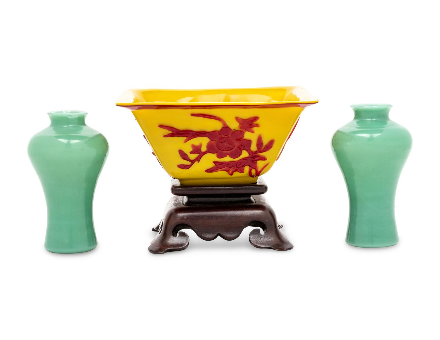 Three Chinese Peking Glass Wares