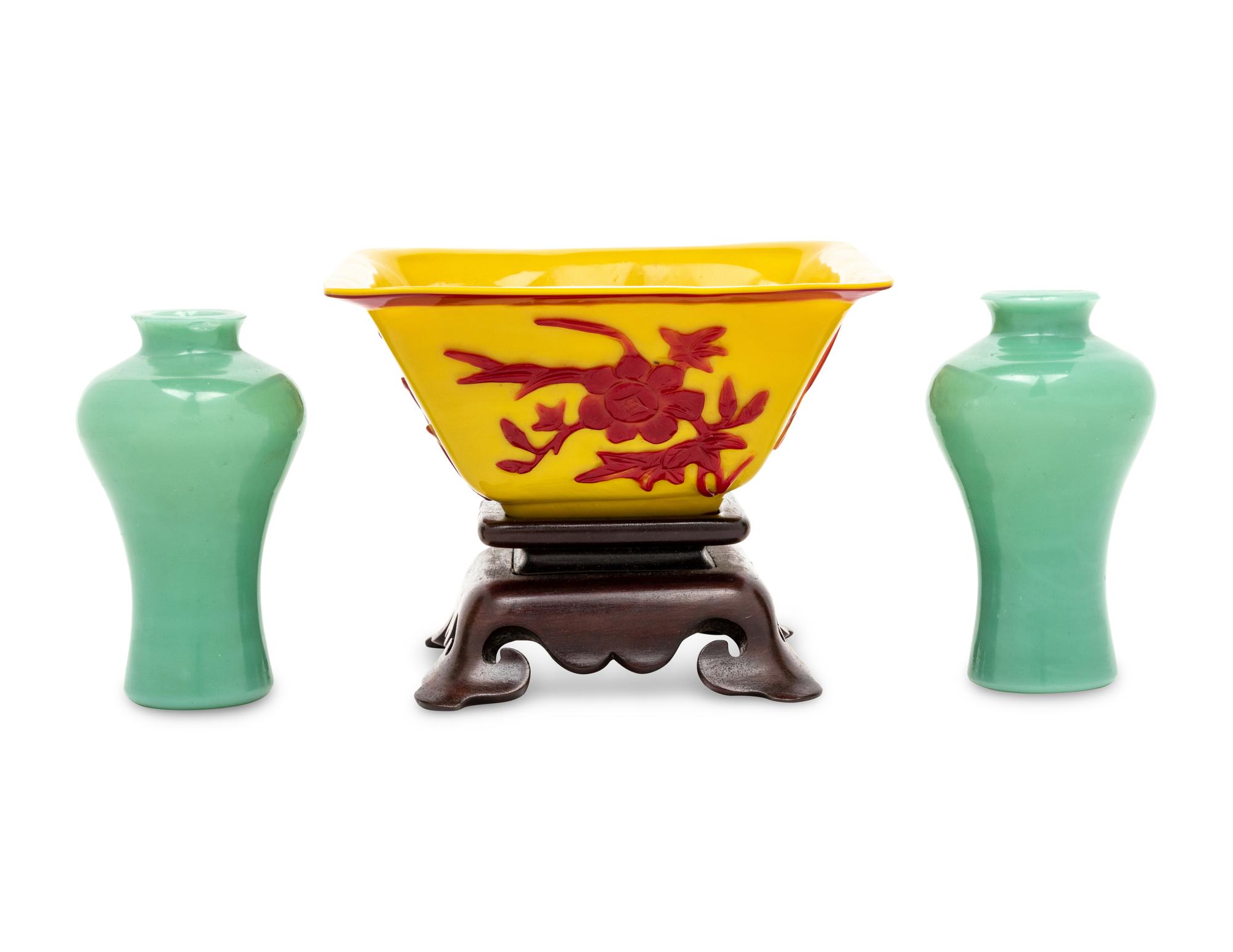Three Chinese Peking Glass Wares