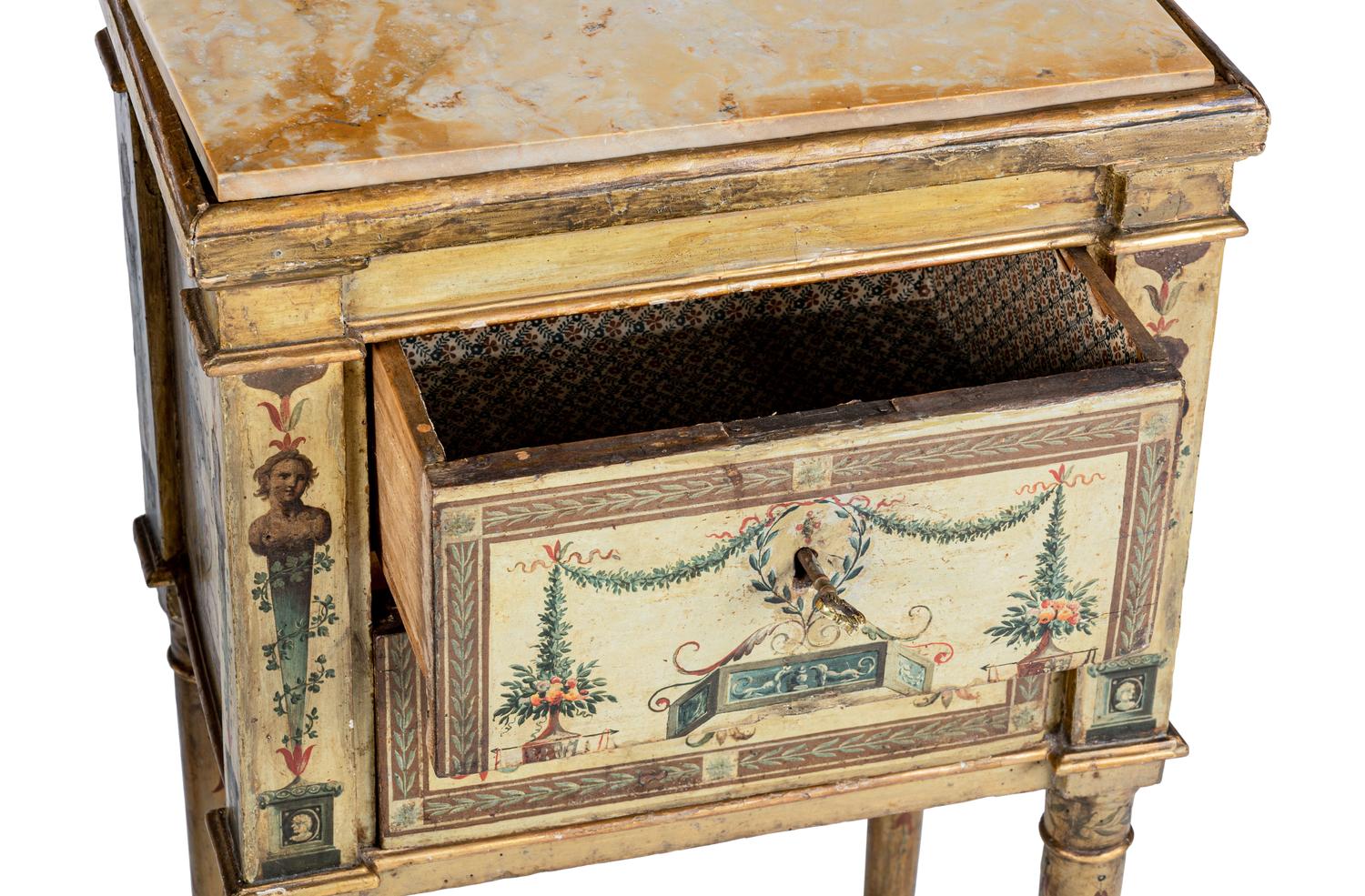 A Pair of North Italian Neoclassical Painted Commodini