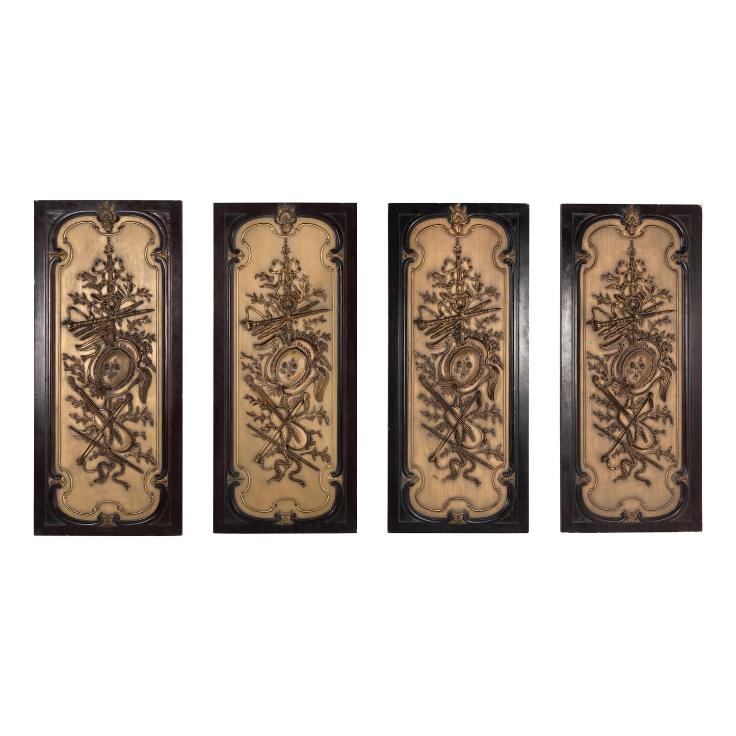 A Set of Four Louis XVI Style Parcel Gilt Panels