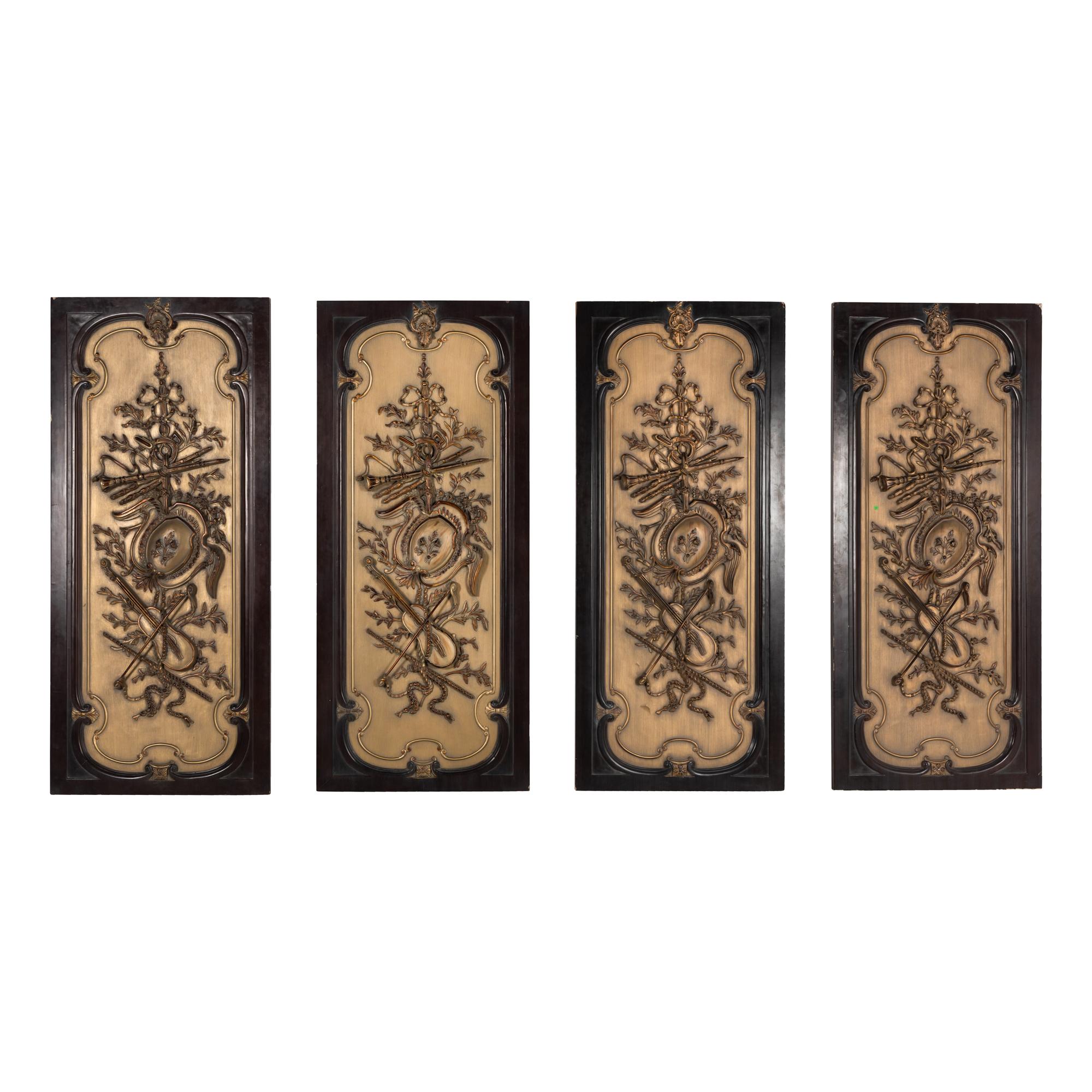 A Set of Four Louis XVI Style Parcel Gilt Panels