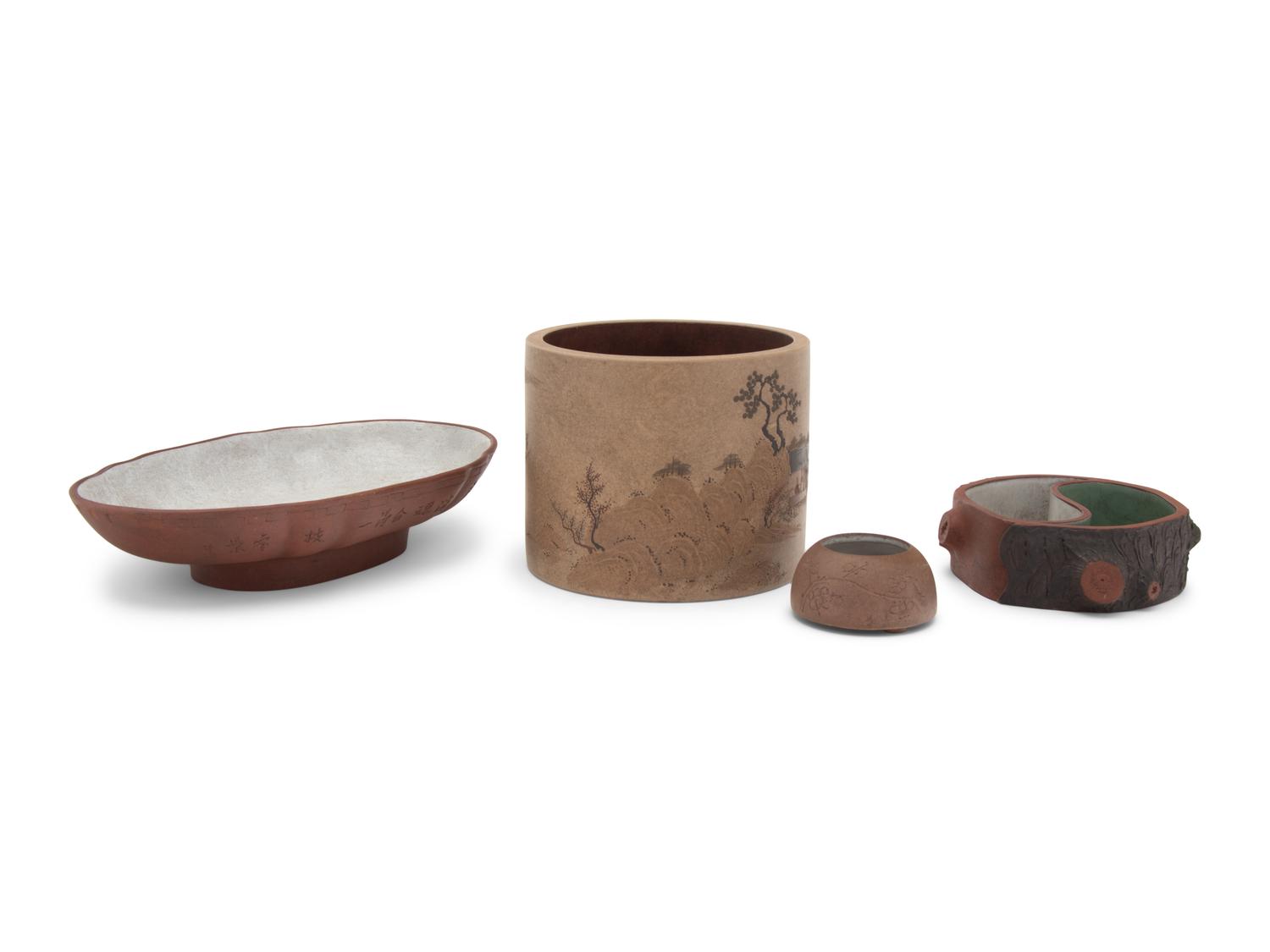 Four Chinese Yixing Zisha Pottery Vessels