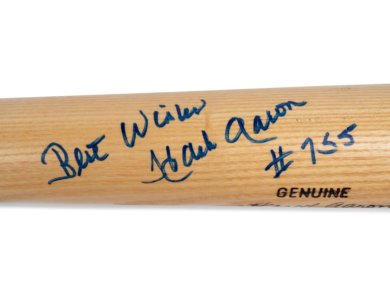 A Hank Aaron 755 Inscribed Signed Autograph Aaron Model Louisville Slugger Bat