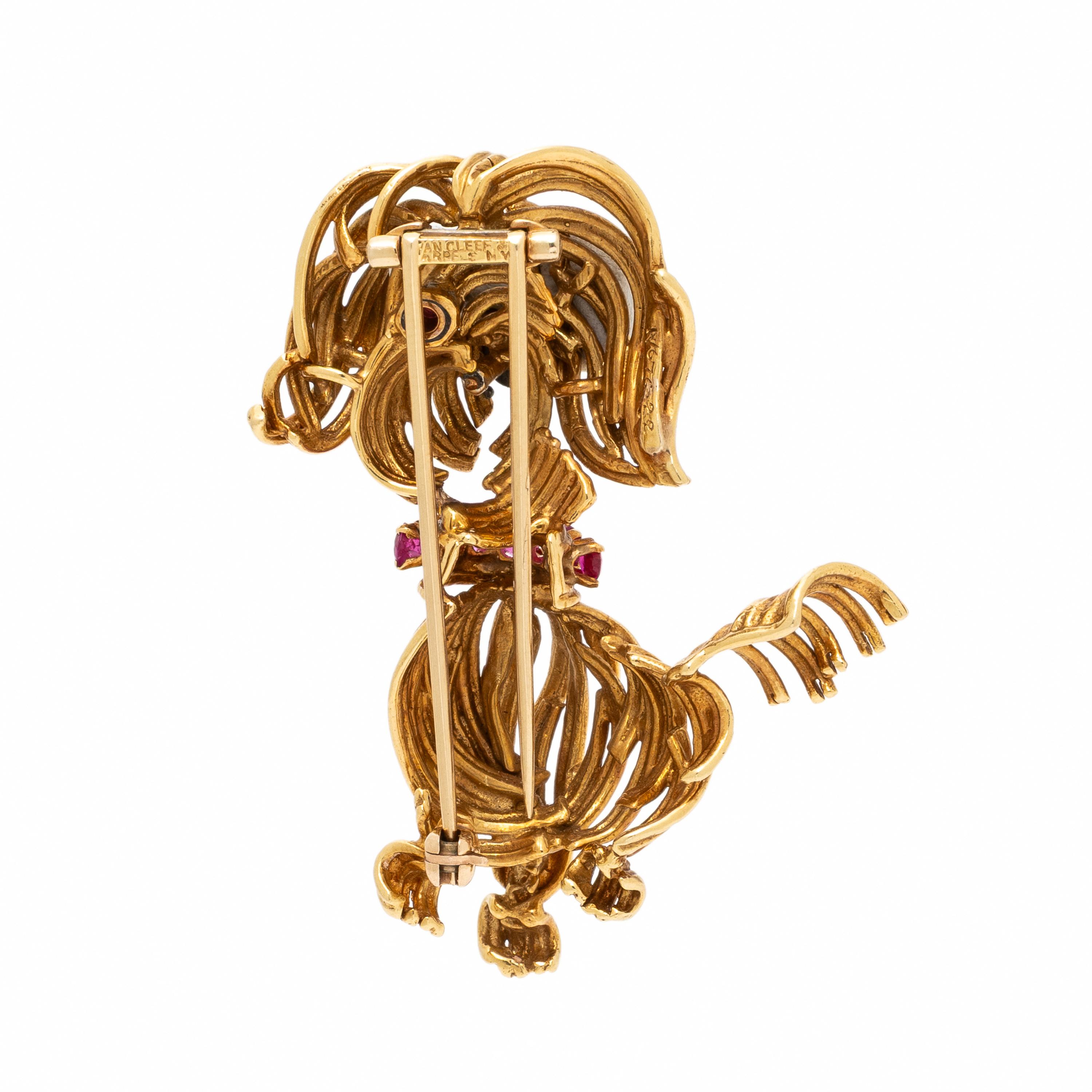Van Cleef & Arpels, Ruby, Diamond, and Yellow Gold Dog Brooch