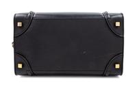 A Celine Black Smooth Leather Luggage Tote Bag, 12" H x 12" W x 7" D; Handle drop: 6".