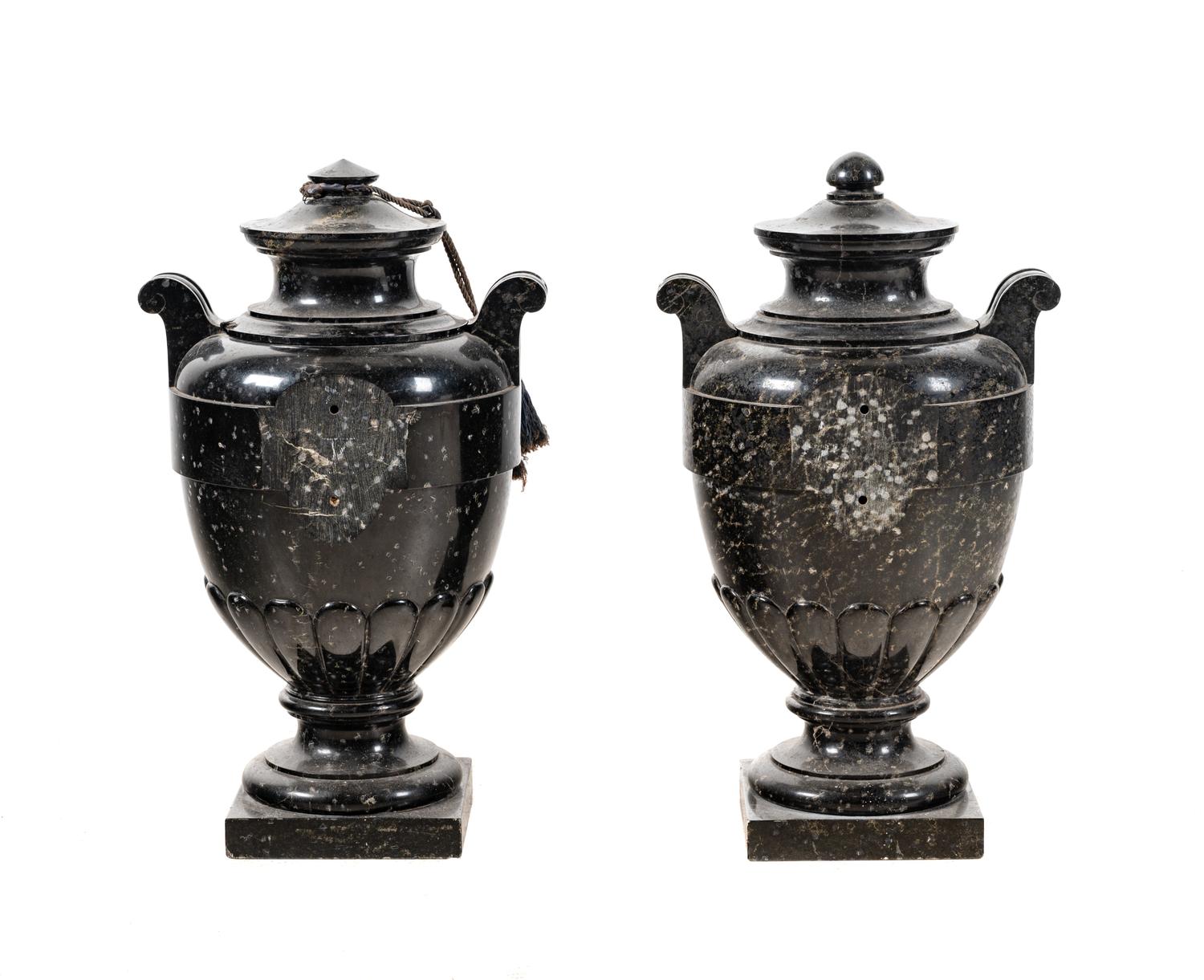 A Pair of Continental Marble Urns