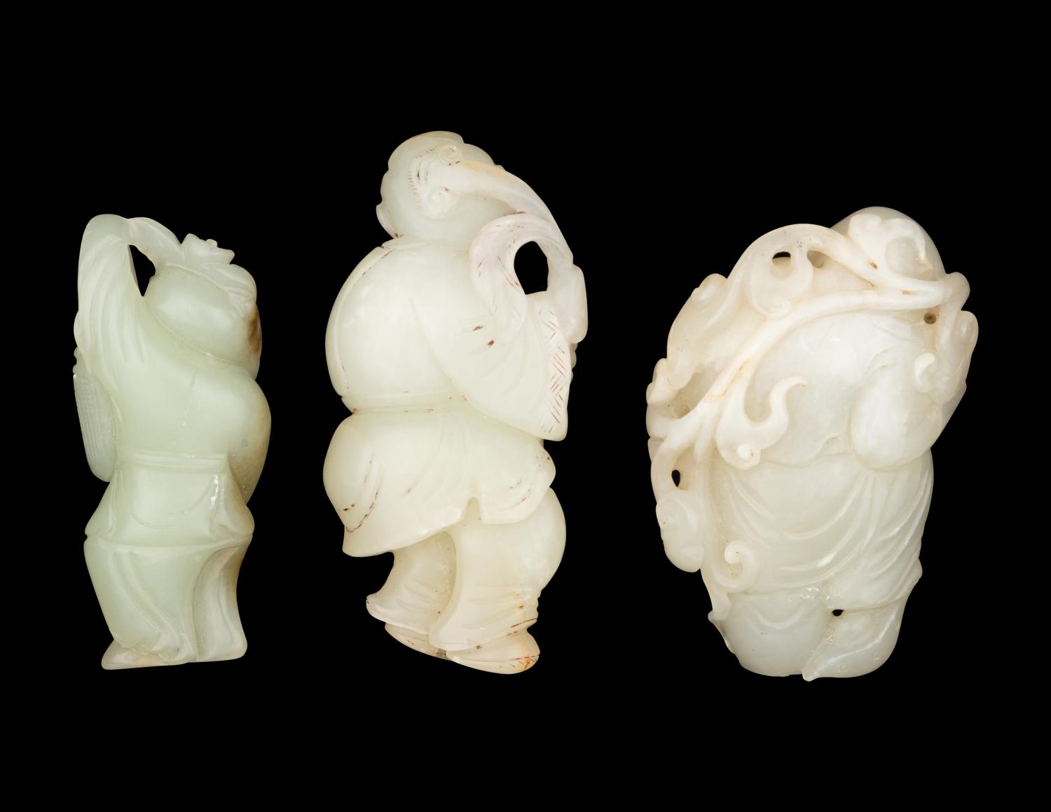 Three Chinese Jade Carvings of Boys