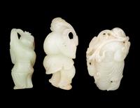Three Chinese Jade Carvings of Boys