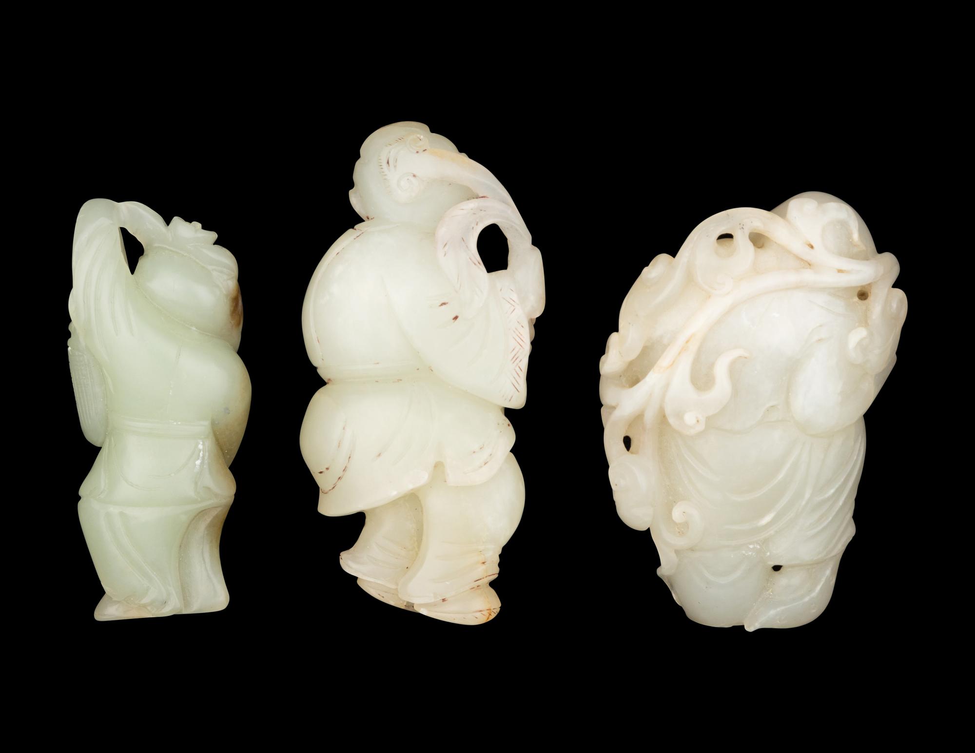 Three Chinese Jade Carvings of Boys