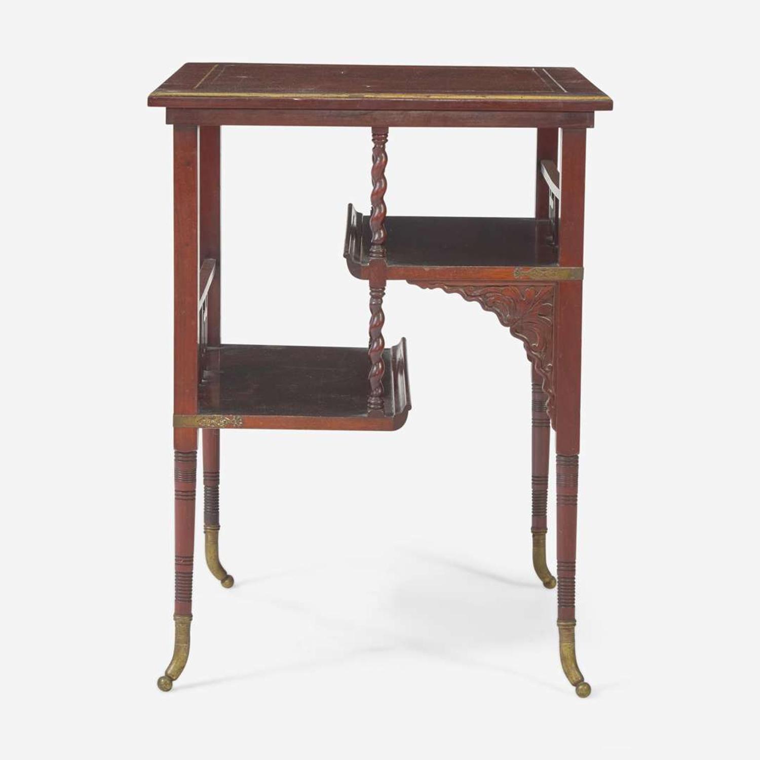 An Aesthetic inlaid rosewood multi-tiered table A. & H. Lejambre, Philadelphia, PA, circa 1880