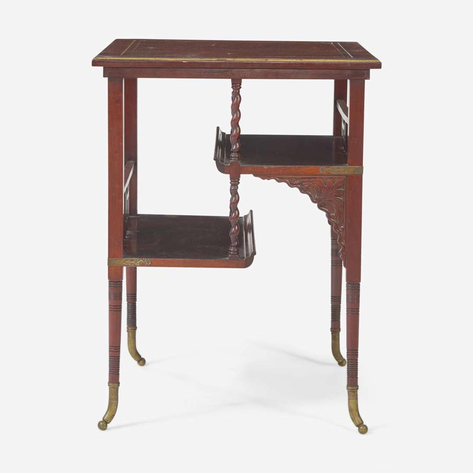 An Aesthetic inlaid rosewood multi-tiered table A. & H. Lejambre, Philadelphia, PA, circa 1880