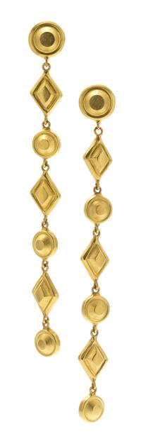 A Pair of 18 Karat Yellow Gold Dangle Earrings, Lalaounis, 4.55 dwts.