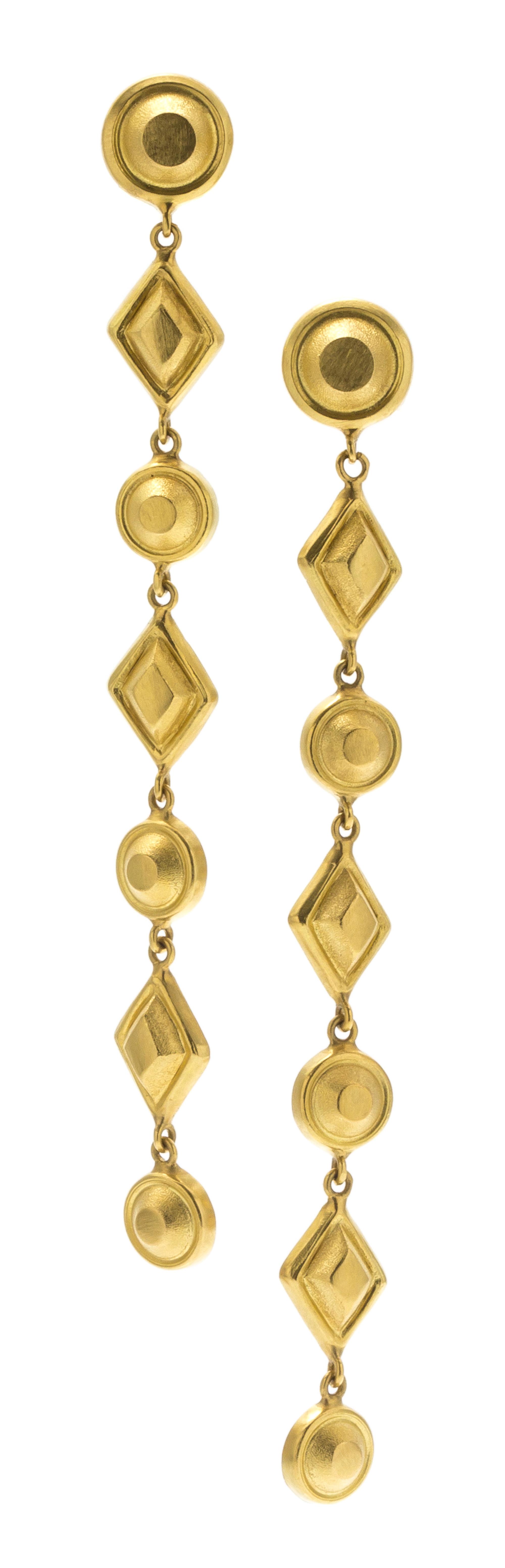 A Pair of 18 Karat Yellow Gold Dangle Earrings, Lalaounis, 4.55 dwts.