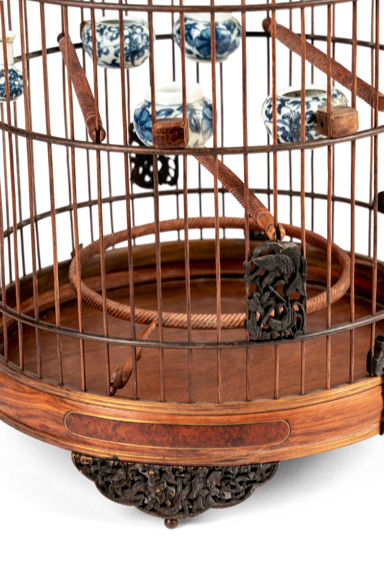 A Burlwood Inset Hardwood Birdcage