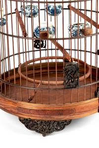 A Burlwood Inset Hardwood Birdcage