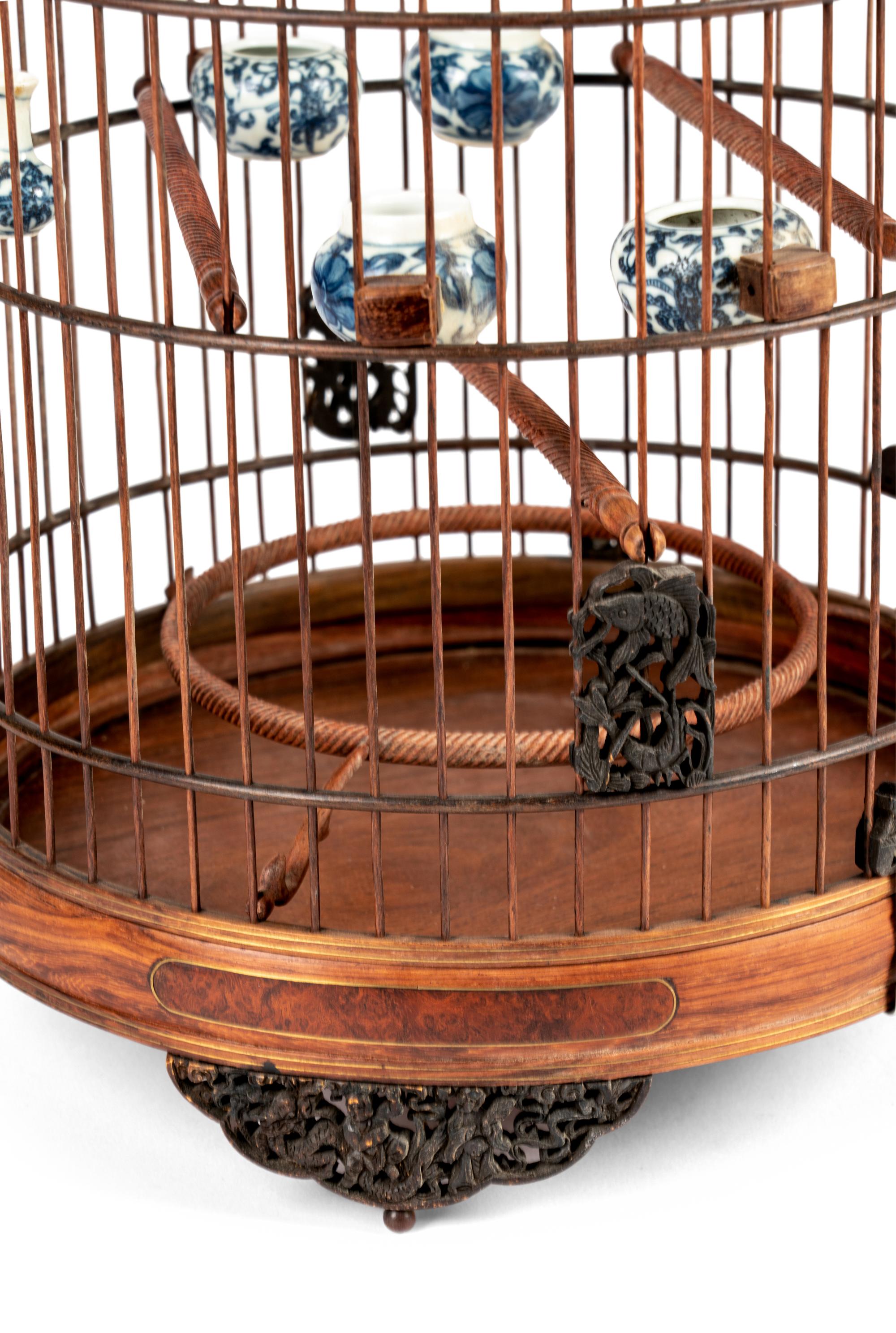 A Burlwood Inset Hardwood Birdcage