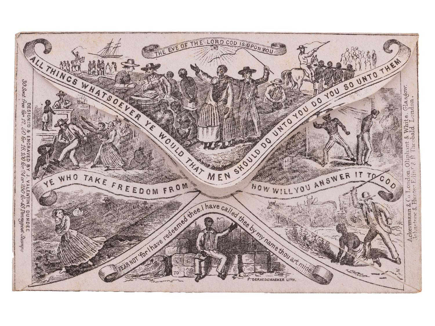 [ABOLITION]. VALENTINE DUNDEE, J., eng. Uncle Tom's Cabin illustrated cover. London: Ackerman, 1853.