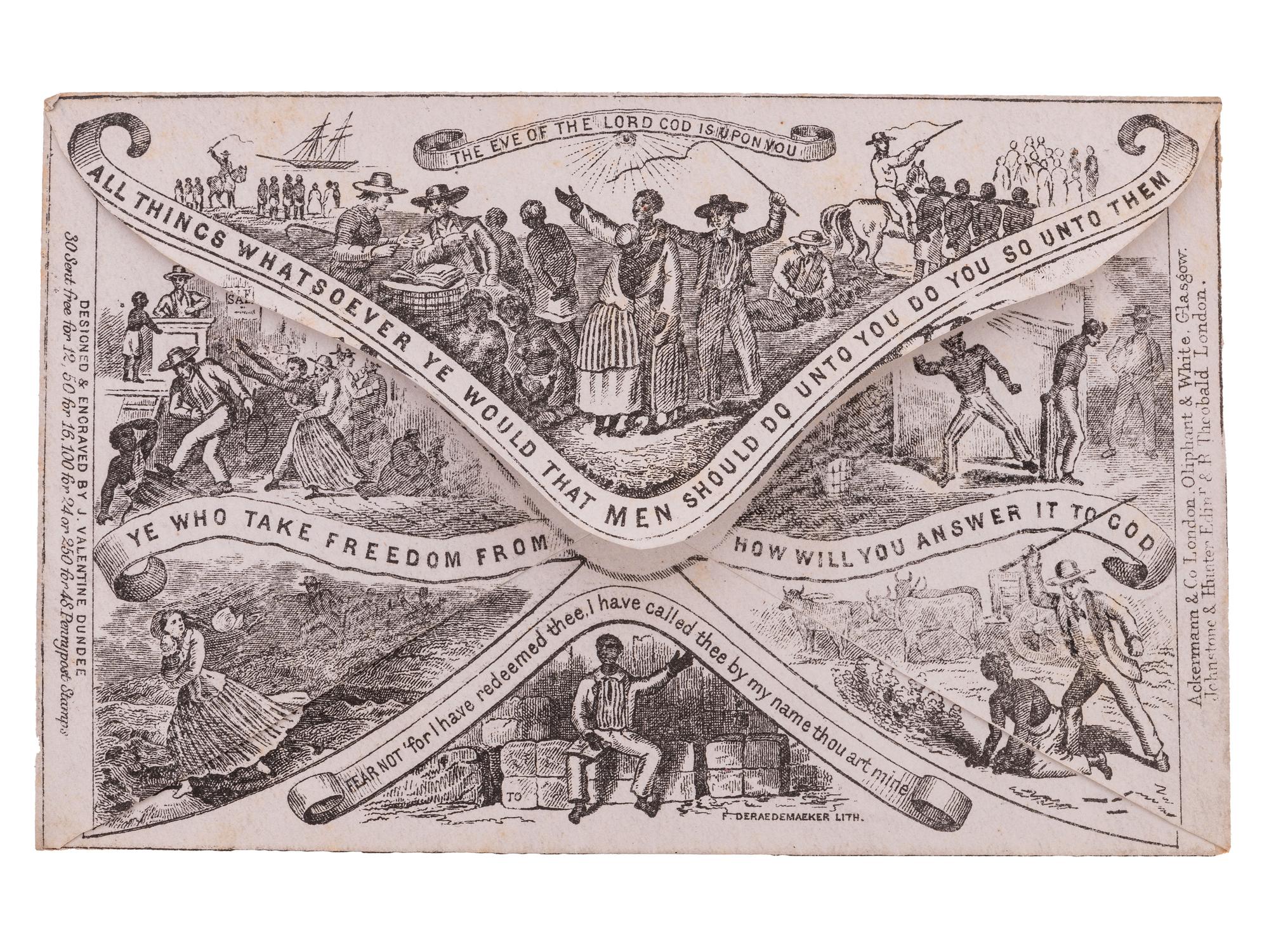 [ABOLITION]. VALENTINE DUNDEE, J., eng. Uncle Tom's Cabin illustrated cover. London: Ackerman, 1853.