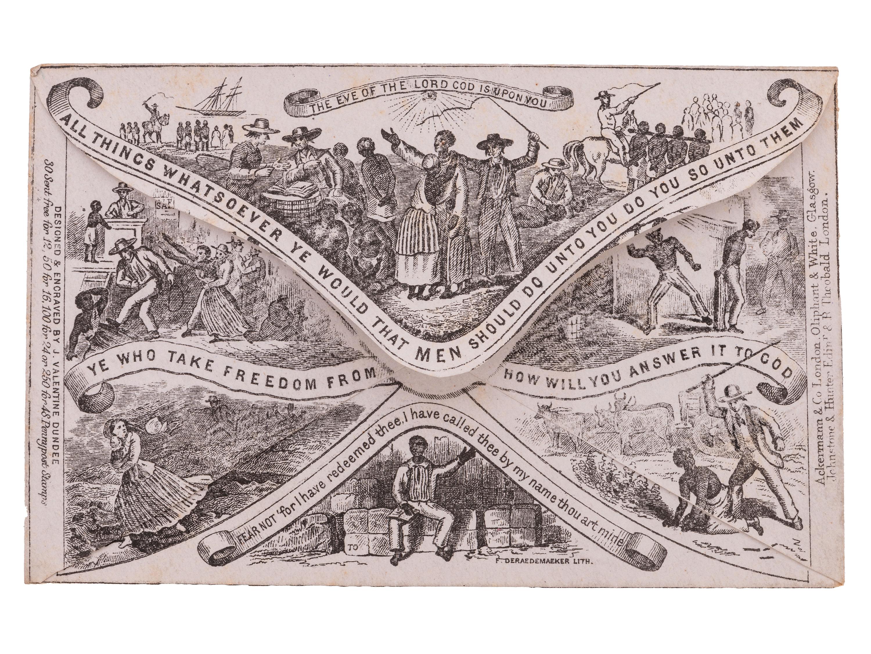 [ABOLITION]. VALENTINE DUNDEE, J., eng. Uncle Tom's Cabin illustrated cover. London: Ackerman, 1853.