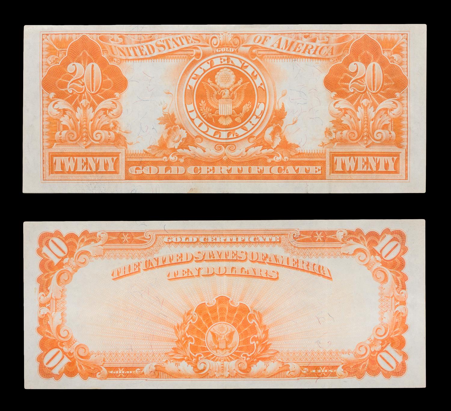 Two United States 1922 Large-Size Gold Certificates