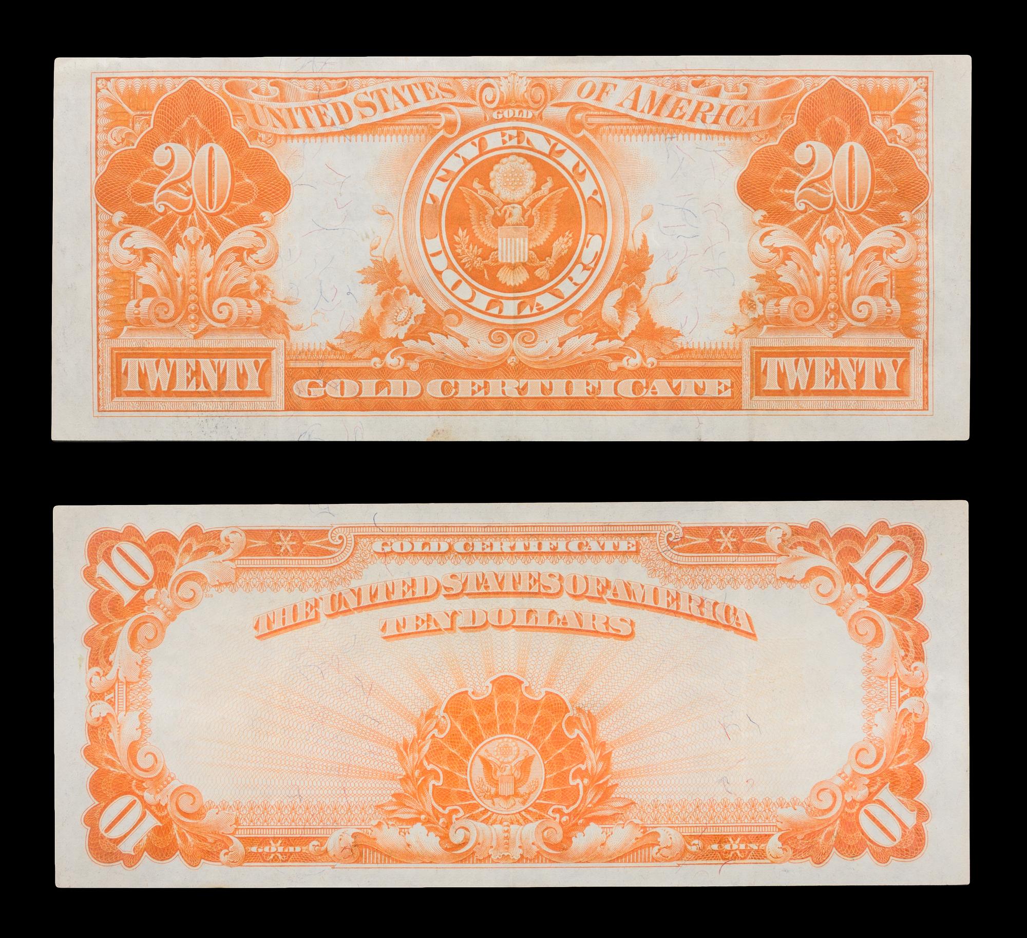 Two United States 1922 Large-Size Gold Certificates