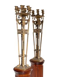 A Pair of Neoclassical Gilt Bronze Seven-Light Candelabra