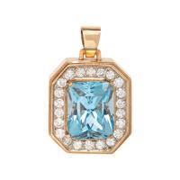BLUE TOPAZ AND DIAMOND PENDANT