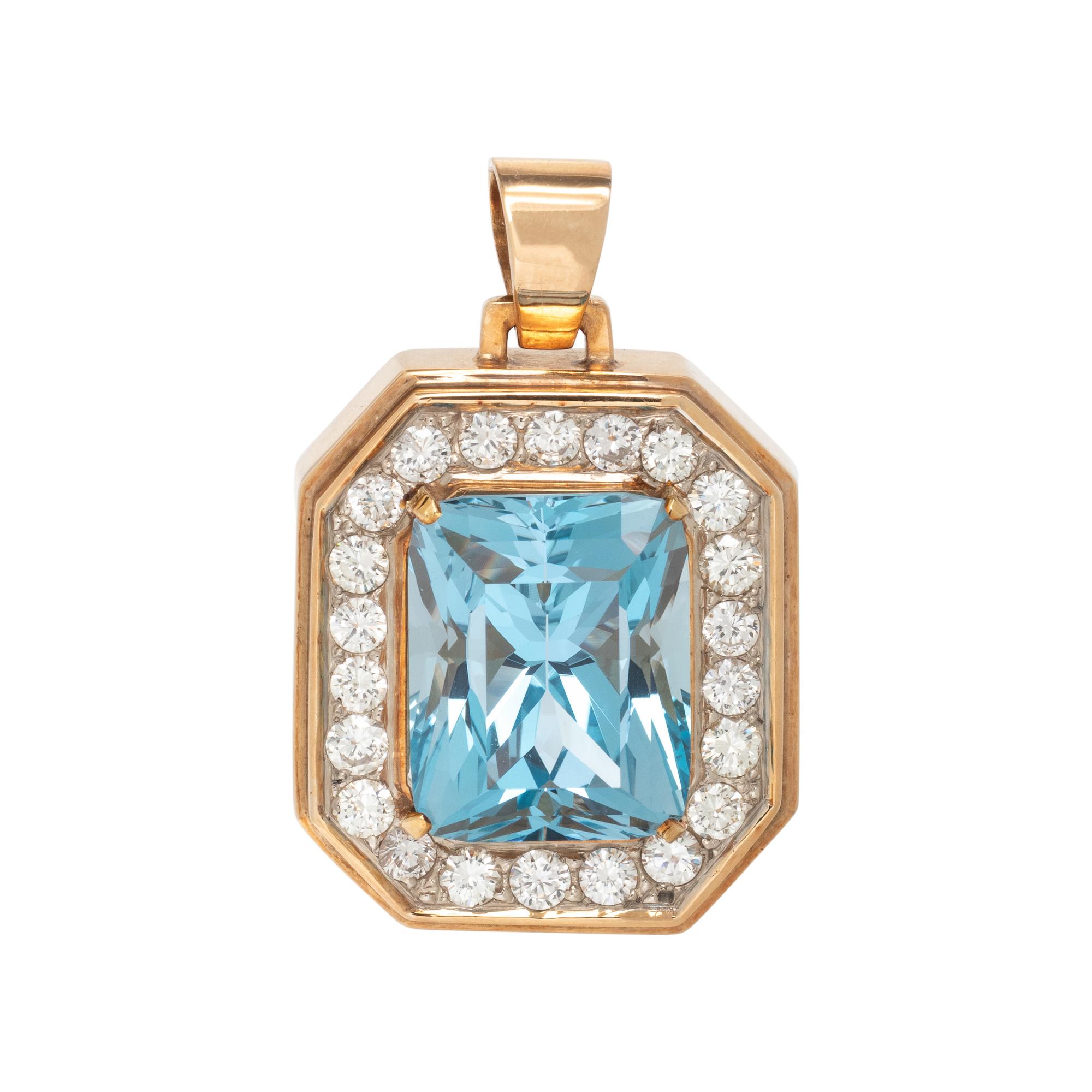 BLUE TOPAZ AND DIAMOND PENDANT
