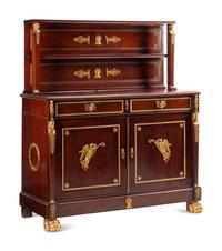 An Empire Style Gilt Bronze Mounted Mahogany Serving Cabinet