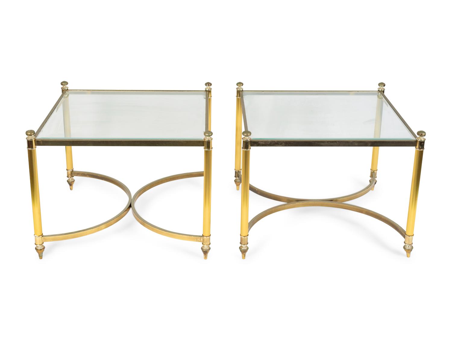 A Pair of Neoclassical Style Gilt Metal and Glass End Tables — 20TH CENTURY