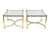 A Pair of Neoclassical Style Gilt Metal and Glass End Tables — 20TH CENTURY