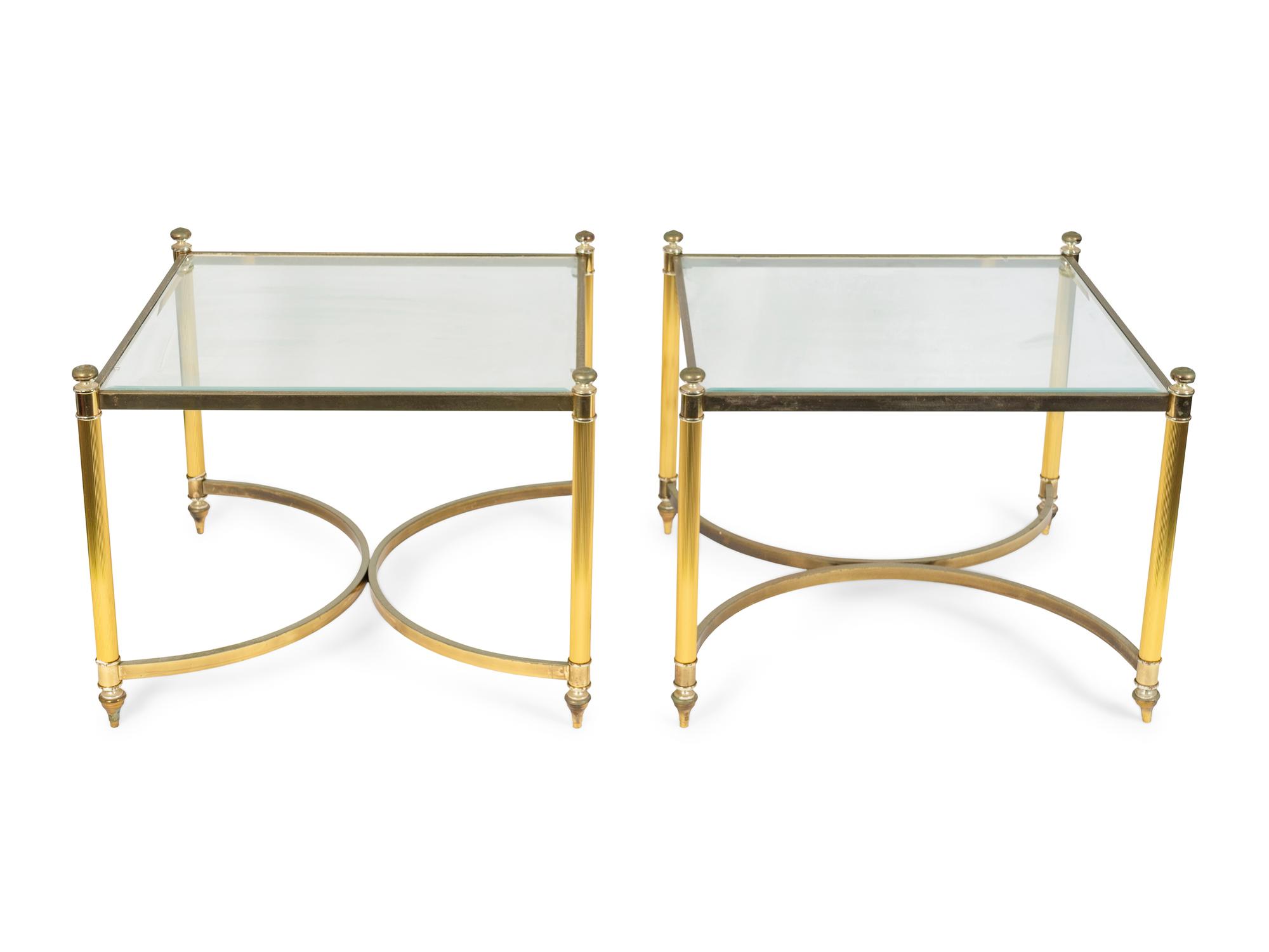 A Pair of Neoclassical Style Gilt Metal and Glass End Tables — 20TH CENTURY