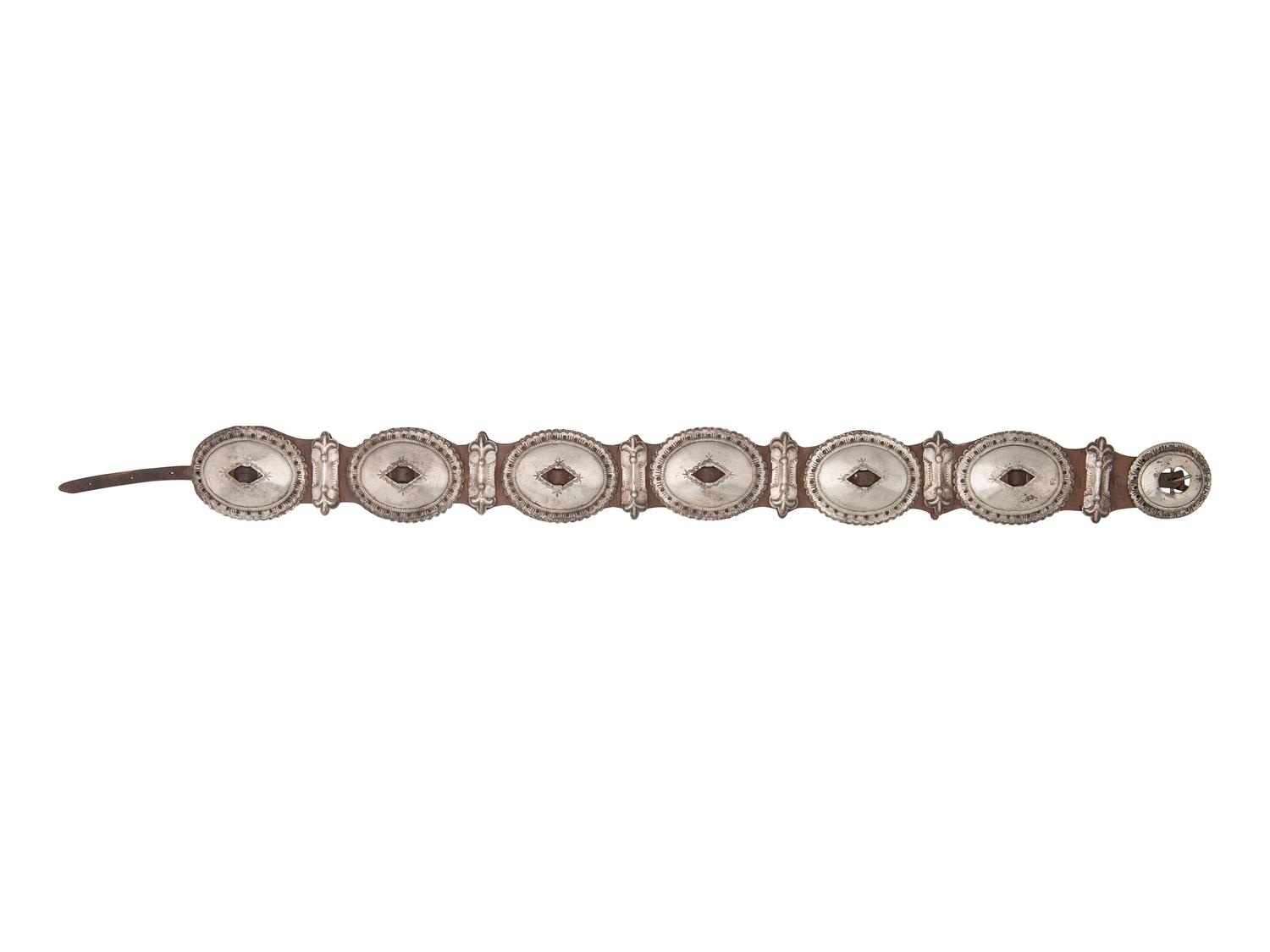 Navajo First Phase Concha Belt, with Later Addition Butterflies, Collected by Hoffman Birney (1891-1958)