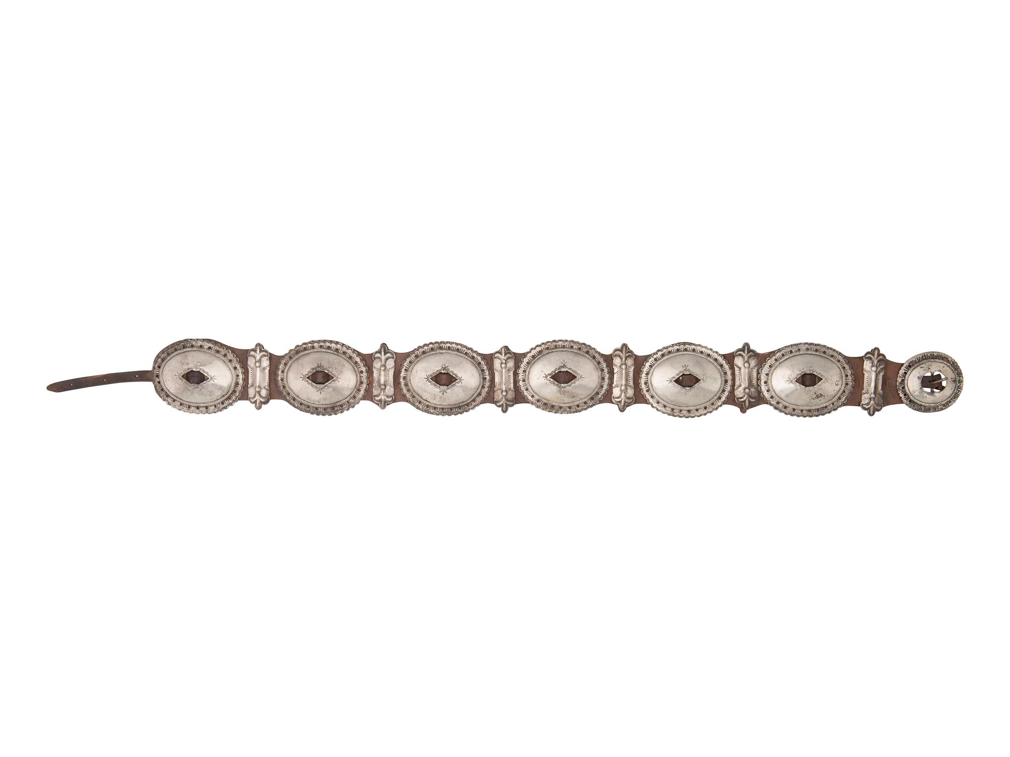 Navajo First Phase Concha Belt, with Later Addition Butterflies, Collected by Hoffman Birney (1891-1958)