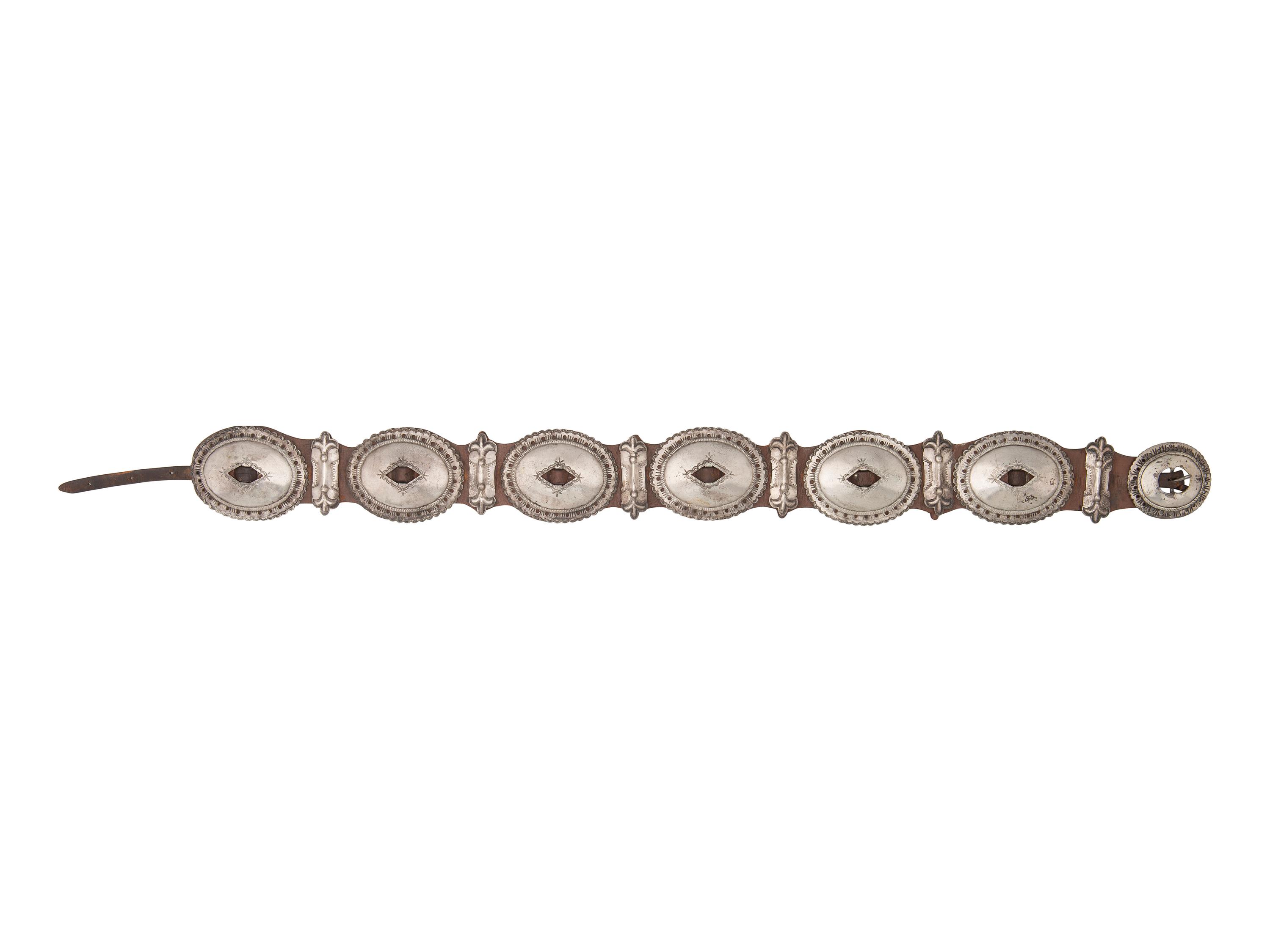 Navajo First Phase Concha Belt, with Later Addition Butterflies, Collected by Hoffman Birney (1891-1958)