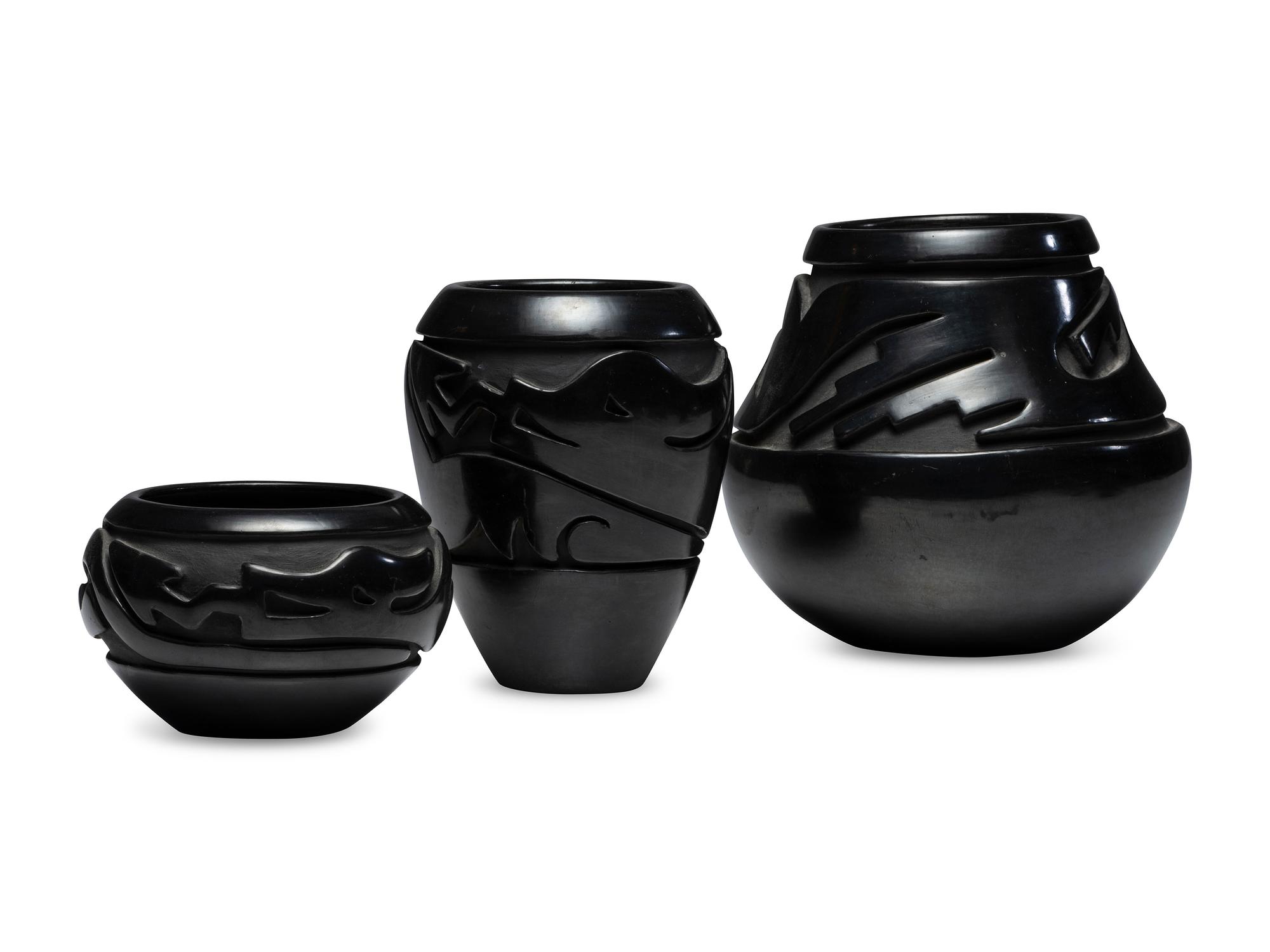 Carved Blackware Pottery