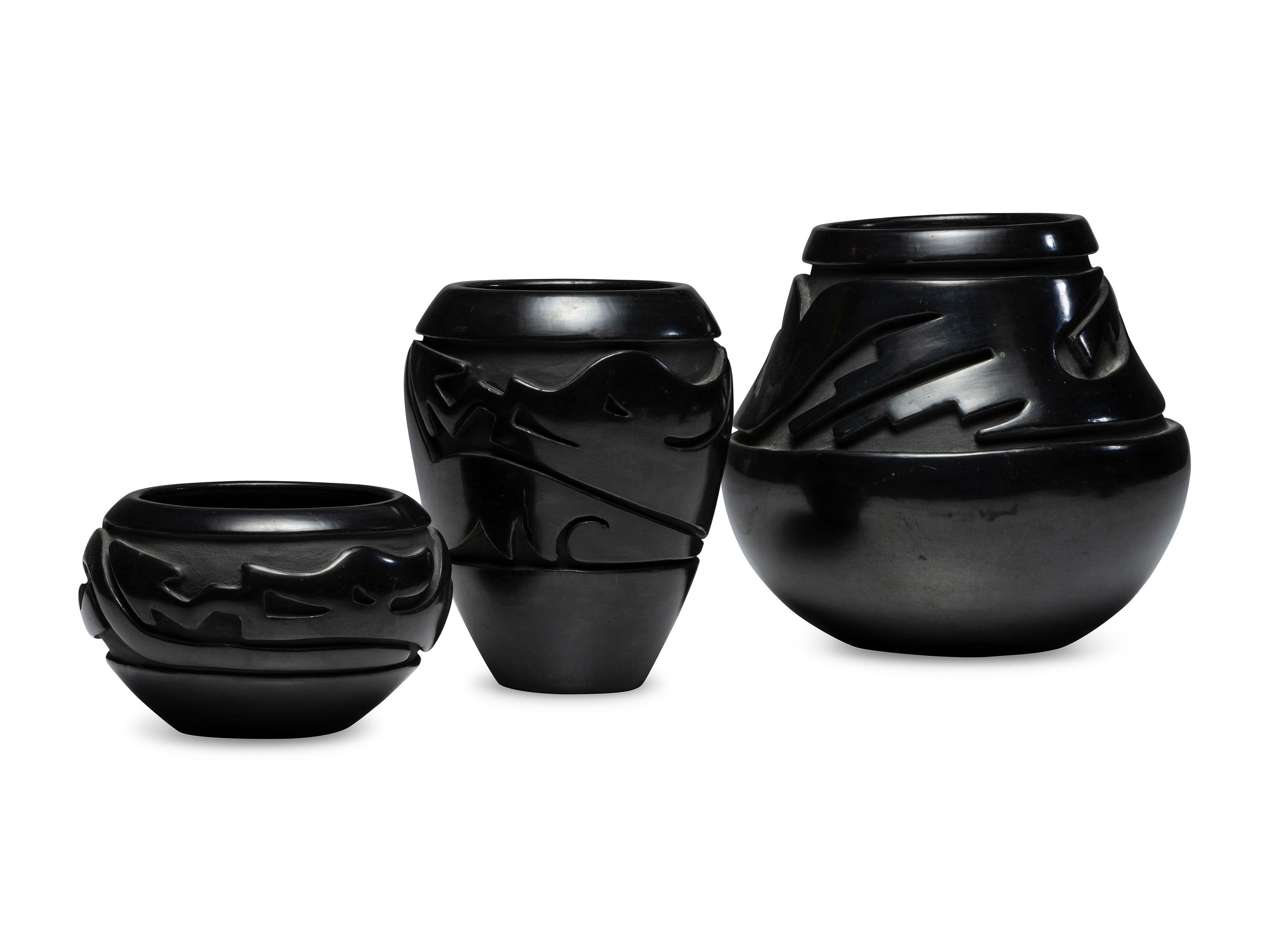 Carved Blackware Pottery