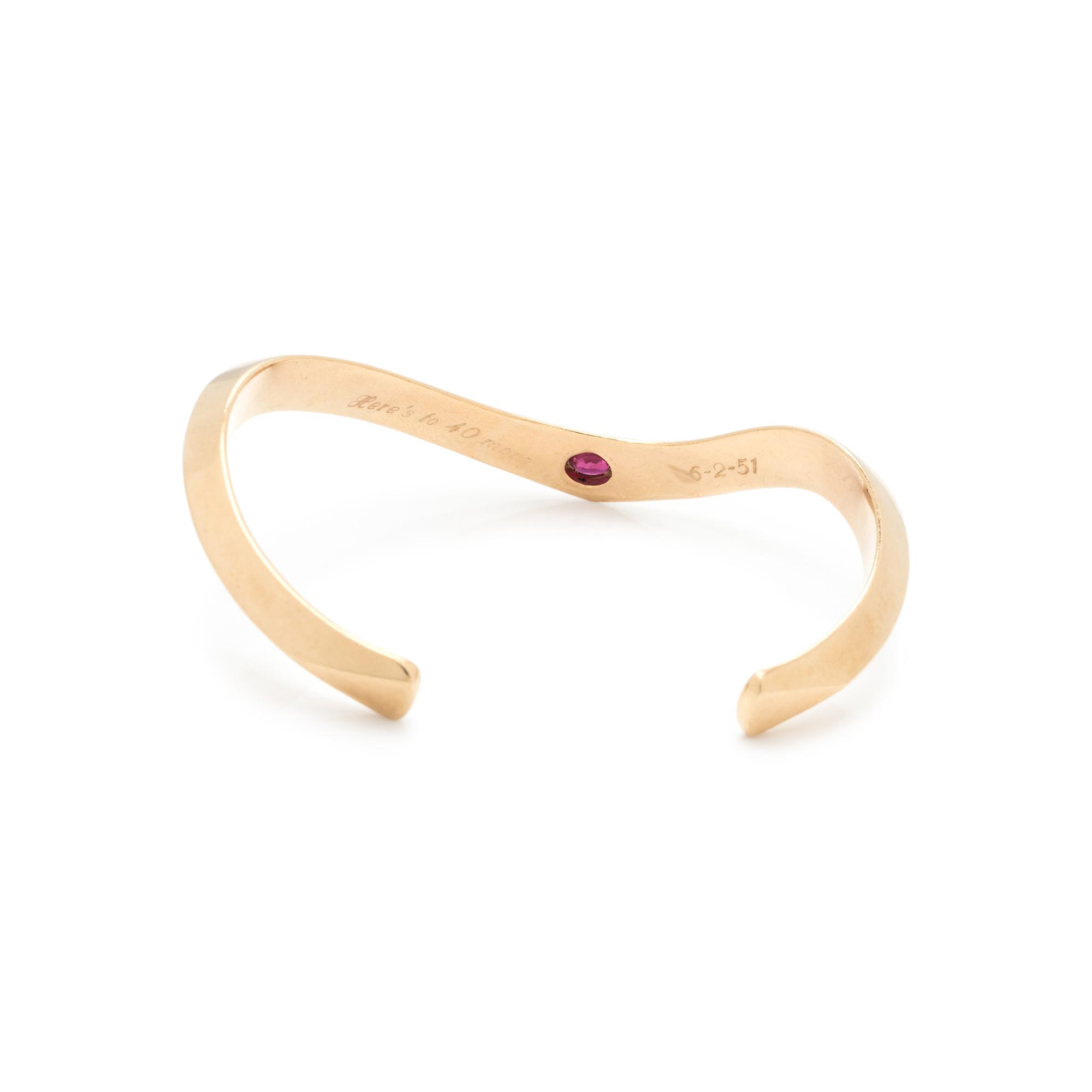 YELLOW GOLD AND RUBY CUFF BRACELET