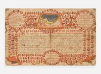A Frakur birth record decorated with houses