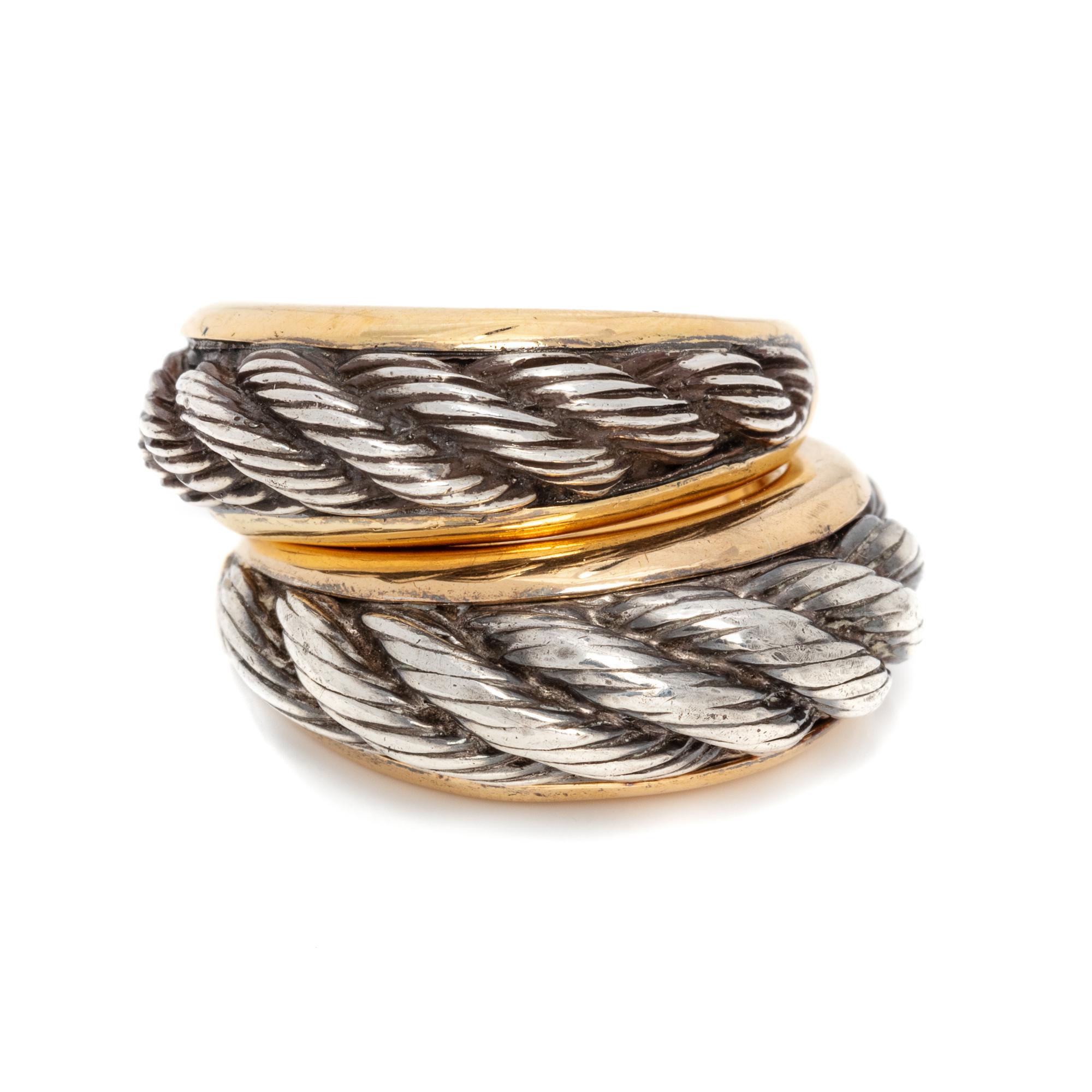 VAN CLEEF & ARPELS, PAIR OF YELLOW GOLD AND SILVER RINGS