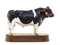 A Royal Worcester Porcelain Model of a British Friesian Bull Width 11 inches. — MODELED BY DORIS LINDNER