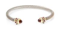A Sterling Silver, 14 Karat Yellow Gold, Citrine and Garnet 'Renaissance' Bracelet, David Yurman, 19.40 dwts.